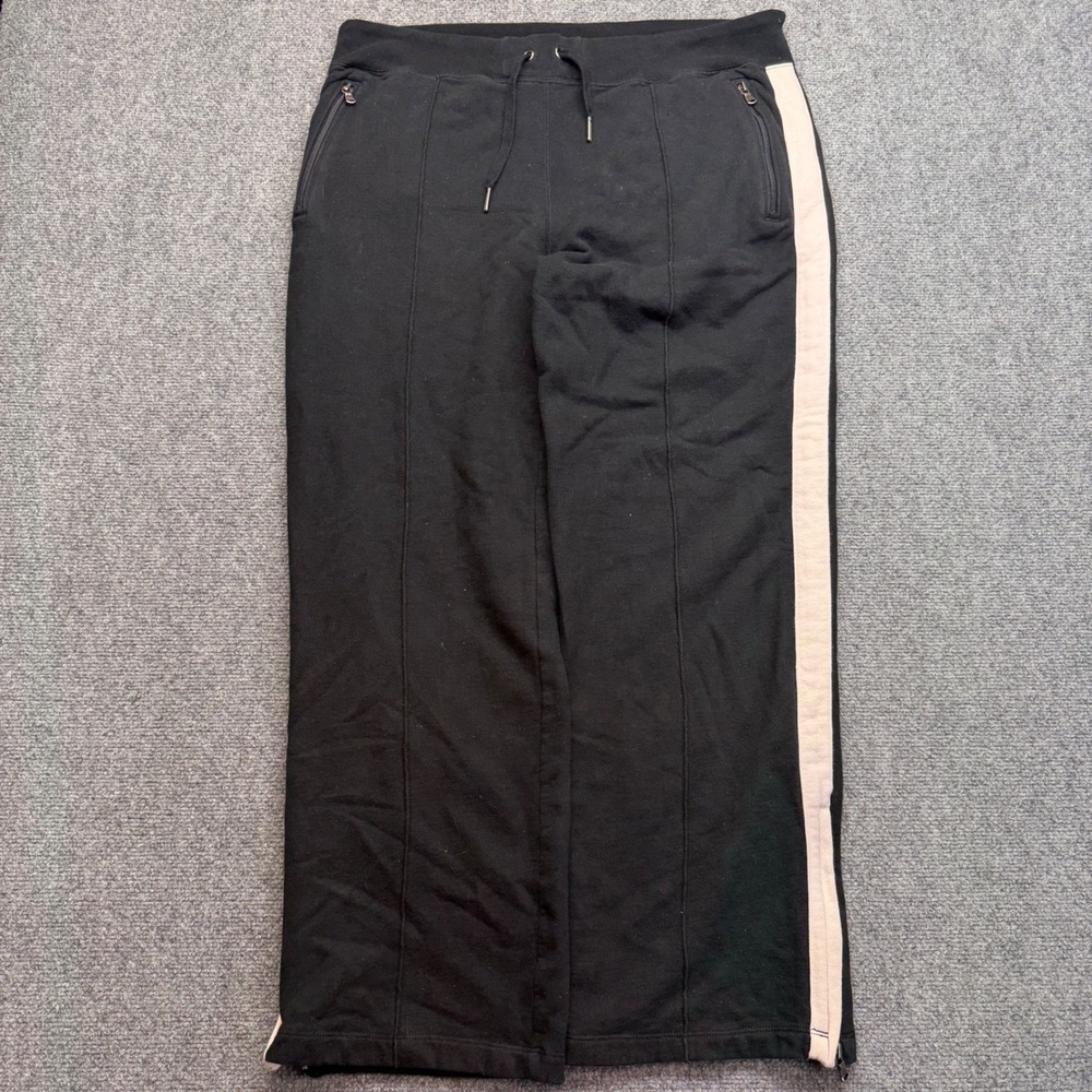 Polo Ralph Lauren Men XL Black Side Stripe Wide Leg Track Pants Zippered Baggy